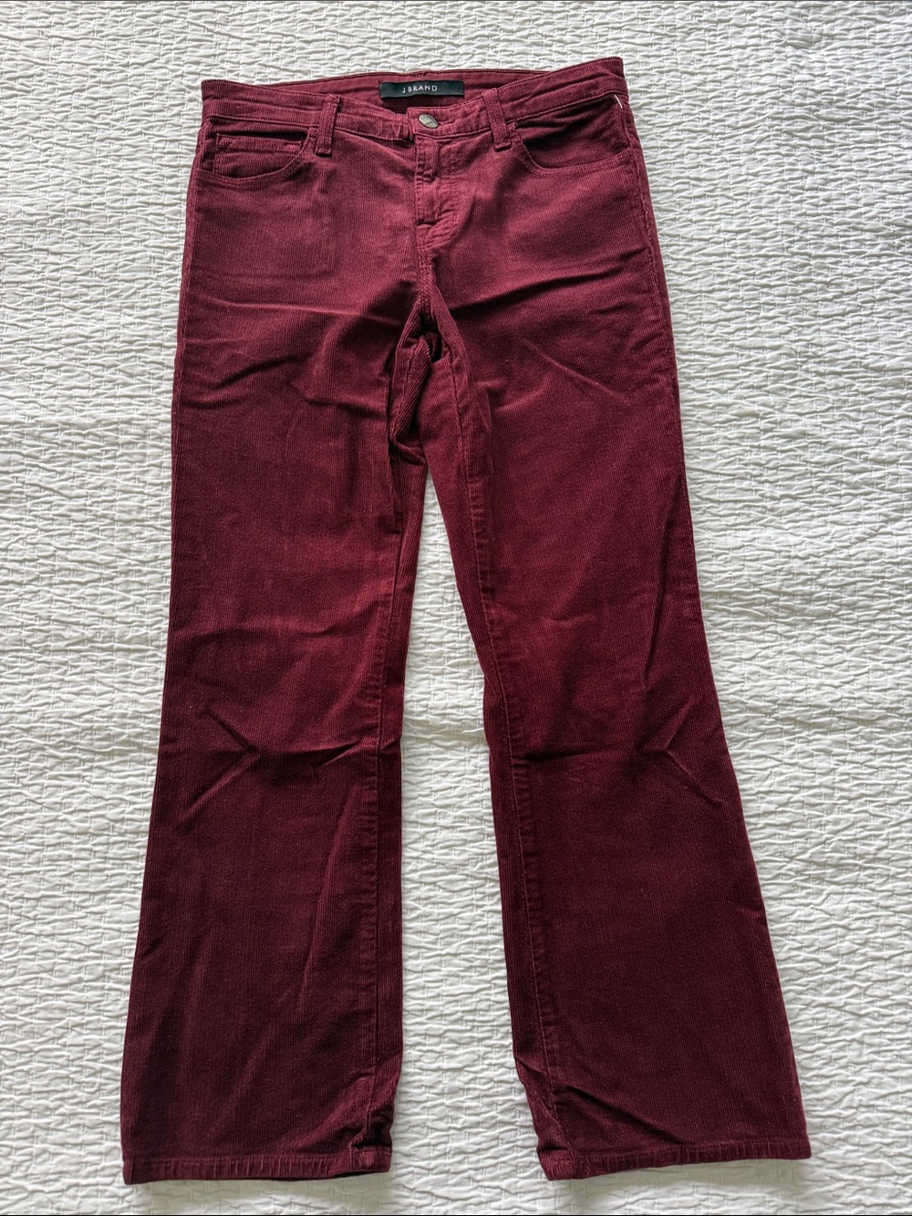 J Brand Women's Burgundy Corduroy Cropped Jeans